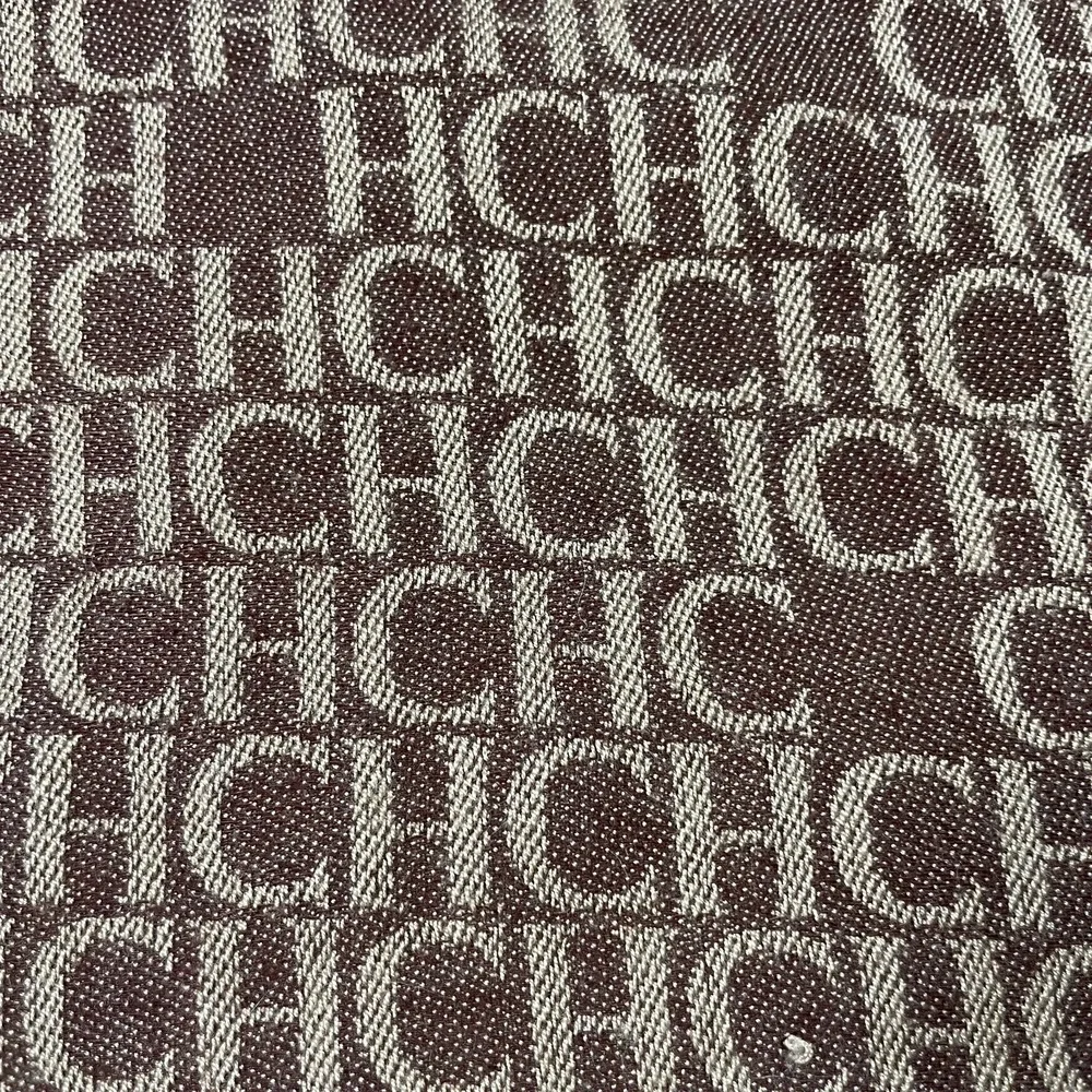 CH‎ Carolina Herrera CH Initials140 Shawl Scarf Chocolate Brown Monogram Silk